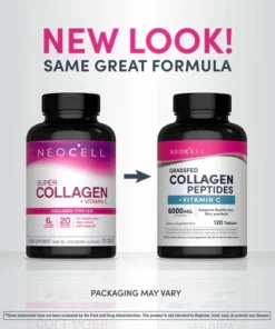 NeoCell Grassfed Collagen Peptides + C 6000mg, 120 Ct
