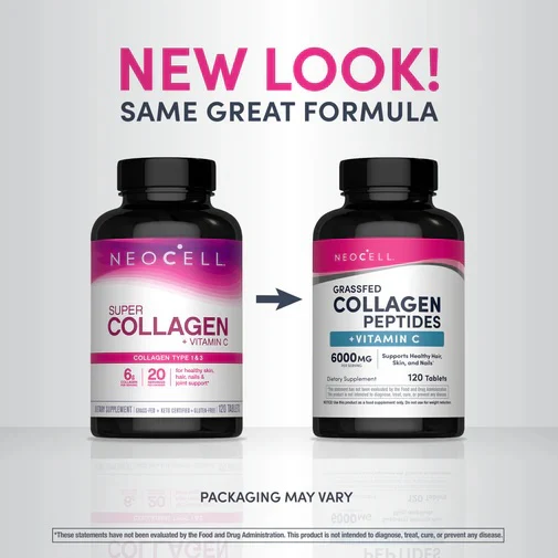 NeoCell Grassfed Collagen Peptides + C 6000mg, 120 Ct