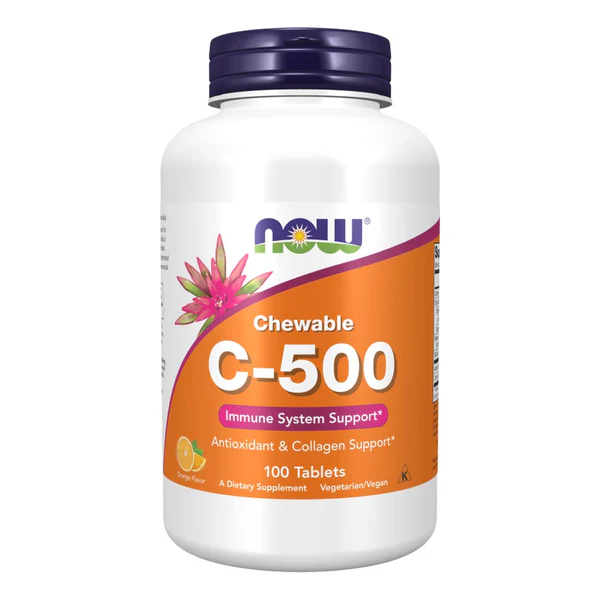 NOW Vitamin C 500 Chewable Tablets 100 Ct