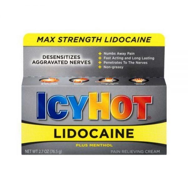 ICYHOT LIDOCAINE Plus Menthol Pain Relieving Cream 2.07 oz 76.5g