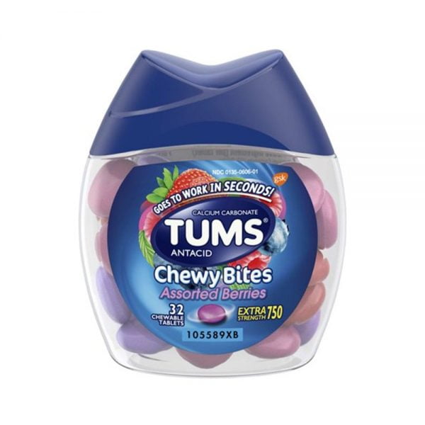 TUMS Antacid Chewy Bites Assorted Berries 32 Chewable Tablets