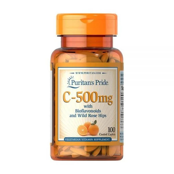 Vitamin C-500 mg with Bioflavonoids & Wlid Rose Hips 100 Caplets