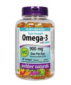 Webber Naturals Triple Strength Omega-3 with CoQ10, 80 Ct - 80 Softgels