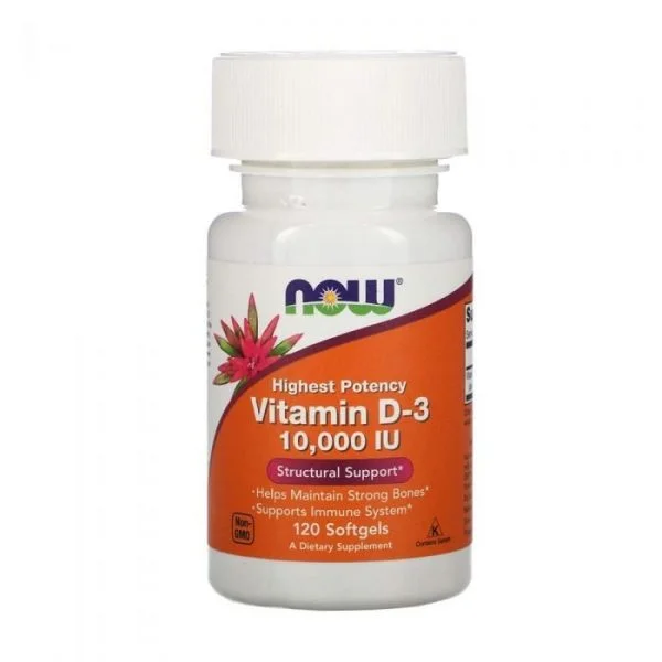NOW Highest Potency Vitamin D-3 10000IU 120 Softgels