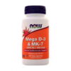 NOW Mega D-3 & MK-7 5000 IU 180 mcg 60 Capsules