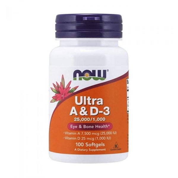 NOW Ultra A & D-3 Eye & Bone Health 25,000/1,000 100 Softgels