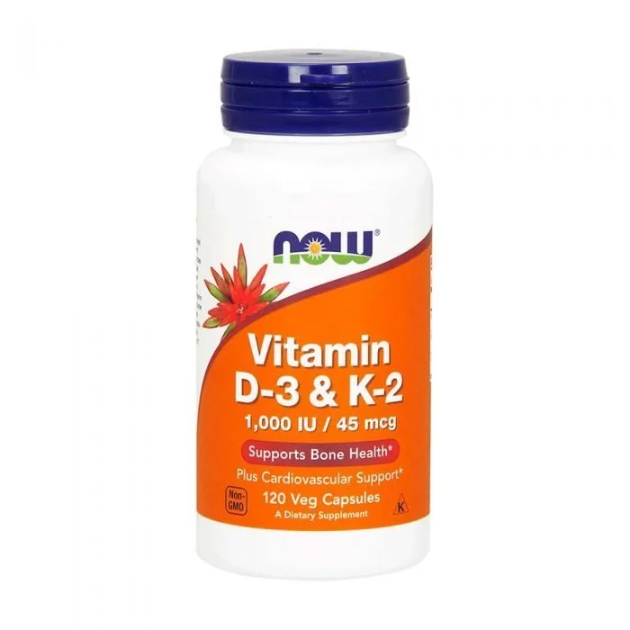 NOW Vitamin D-3 & K-2 1000IU 45mcg 120 Capsules