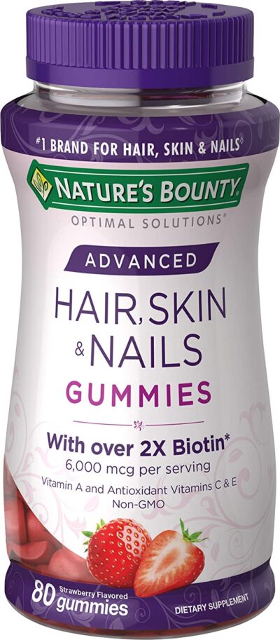Advance Hair, Skin & Nails Gummies 2x Biotin 600 mcg 80 gummies