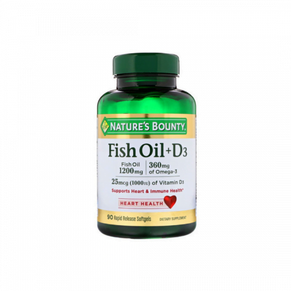 Nature’s Bounty Fish Oil + D-3 1200mg ( 25 mcg ) 90 Softgels