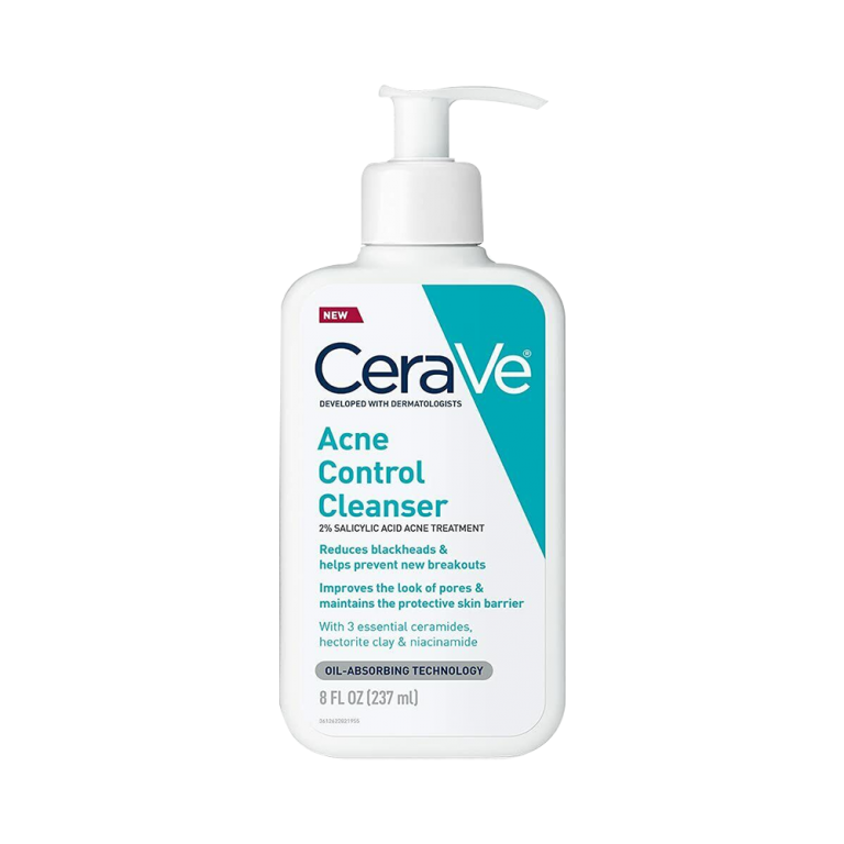 CeraVe Acne Control Cleanser Salicylic Acid 2%, Oil Absorbing Technology 8 .Fl.OZ (237ml)