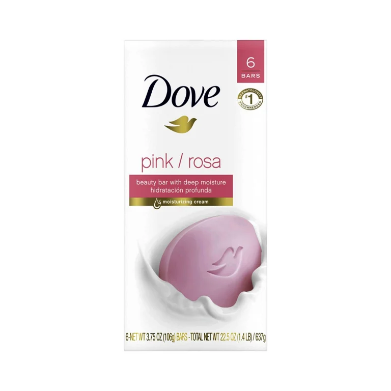 Dove Pink/Rosa Beauty Bar With Deep Moisture Hidratacion Profunda, Moisturizing Cream, Net WT 22.5 Oz/637g, 6 Bars