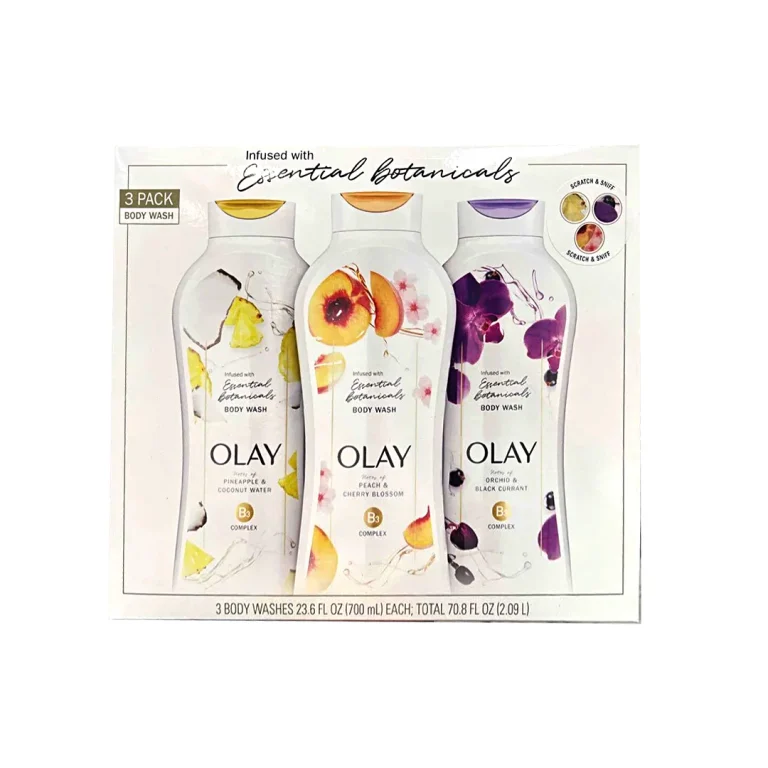 Olay 3 Pack Body Wash Infused With Essential Botanicals 23.6 Fl.OZ (700ML) Each