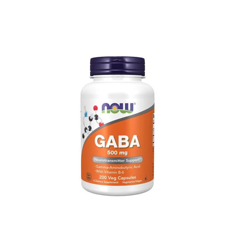 NOW Foods GABA 500 mg Gamma-Amino Butyric Acid + B-6 Natural Neurotransmitter, 200 Veg Capsules