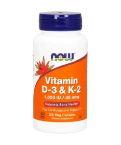 NOW Foods Vitamin D-3 & K-2 1000IU 45mcg 120 Capsules