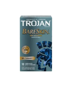 Trojan BareSkin Get Closer Thin Lubricated Latex For Contraception And Plus STI Protection, 10 Condoms