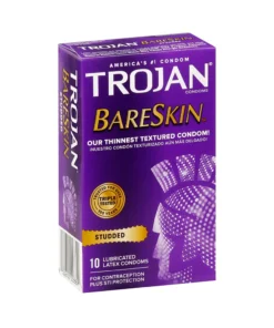 Trojan BareSkin Our Thinnest Textured Condom Studded 10 Lubricant Latex Condoms