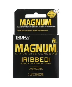 Trojan Premium Magnum Large Size Condoms Ribbed Simulation 3 Lubricated Condoms