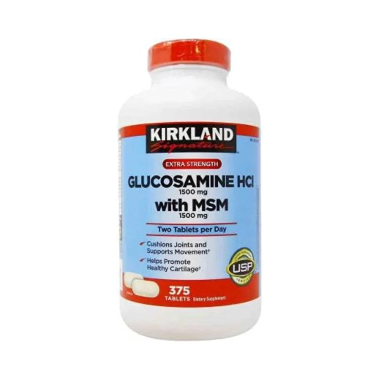 KIRKLAND Signature Extra Strength Glucosamine HCI 1500mg, With MSM 1500mg 375 Tablets