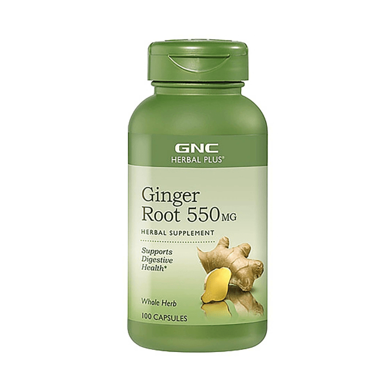 GNC Herbal Plus Ginger Root 550mg Herbal Supplement, 100 Capsules