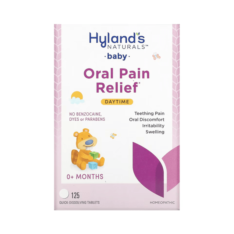 Hylands Naturals Baby Oral Pain Relief Daytime, Helps Teething Pain & Oral Discomfort 125 Quick Dissolving Tablets Expiry 29/2/24