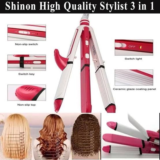 Hair Straightener and Curler, 3-in-1 Ceramic Hair Curling Iron & Hair Straighteners & Crimper Hair Styler Tools Flat Iron with Worldwide Dual Voltage 100~240V